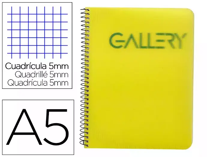 Cuaderno tamaño A5 con espiral y tapa de plástico