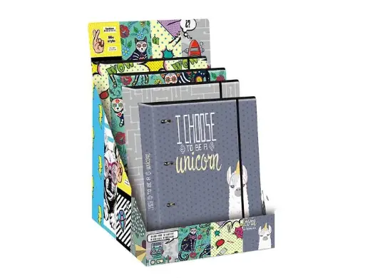 [8423473064775] Carpeta de 4 anillas de cartón forrado extrafuerte decorado